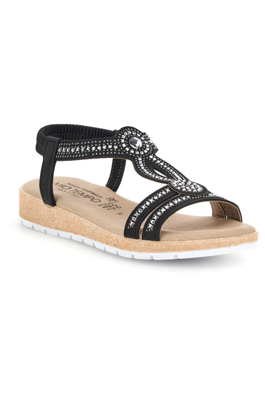 Sandali neri con strass Mio tempo LR263702