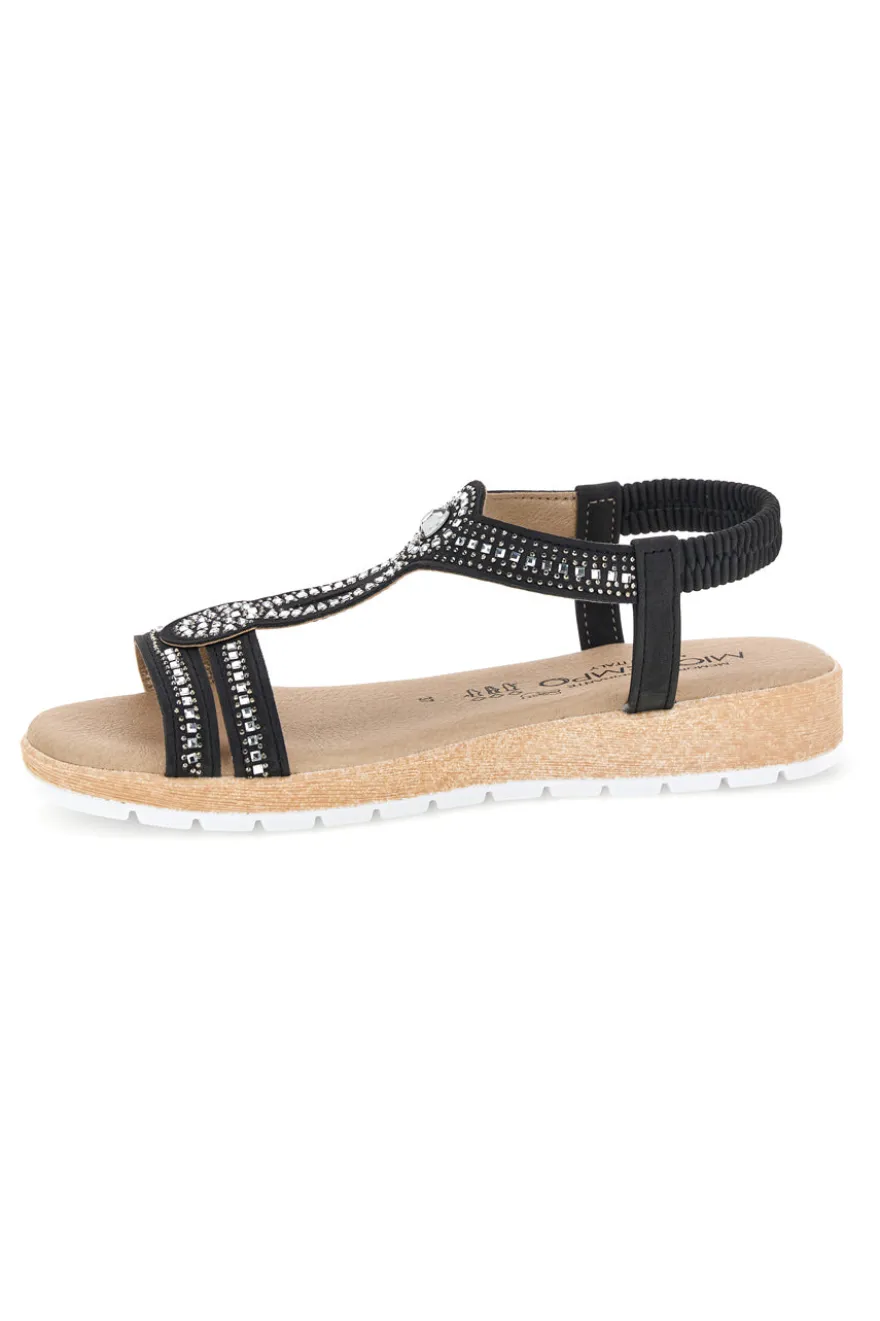 Sandali neri con strass Mio tempo LR263702