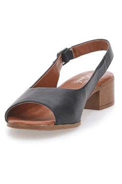 Sandali Neri con Tacco a Blocco e Tomaia in Pelle PITTARELLO LOOK 243065