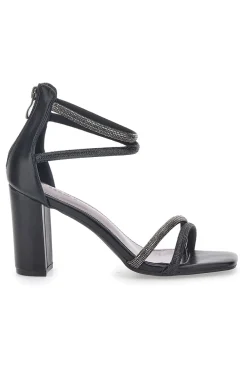 Sandali Neri Con Tacco Alto e Strass The First 254