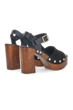 Sandali Neri con Tacco Alto Effetto Legno PITTARELLO LOVE 35021