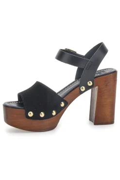 Sandali Neri con Tacco Alto Effetto Legno PITTARELLO LOVE 35021