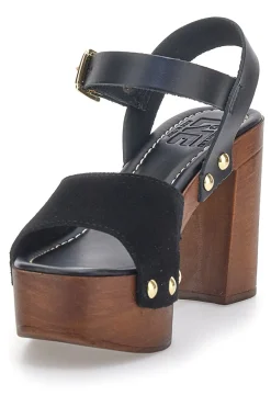 Sandali Neri con Tacco Alto Effetto Legno PITTARELLO LOVE 35021
