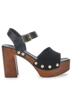 Sandali Neri con Tacco Alto Effetto Legno PITTARELLO LOVE 35021