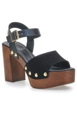 Sandali Neri con Tacco Alto Effetto Legno PITTARELLO LOVE 35021