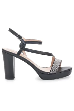 Sandali Neri con Tacco Alto e Fascia con Glitter FIRST LADY P542