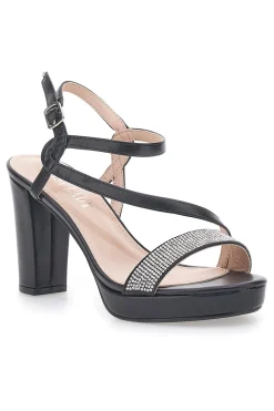Sandali Neri con Tacco Alto e Fascia con Glitter FIRST LADY P542