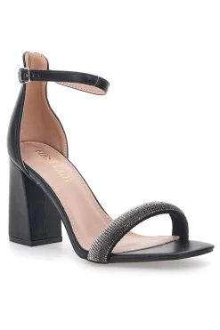 Sandali Neri con Tacco e Strass First Lady 419