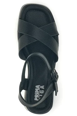 Sandali neri con tacco e plateau Prima riga BL501708