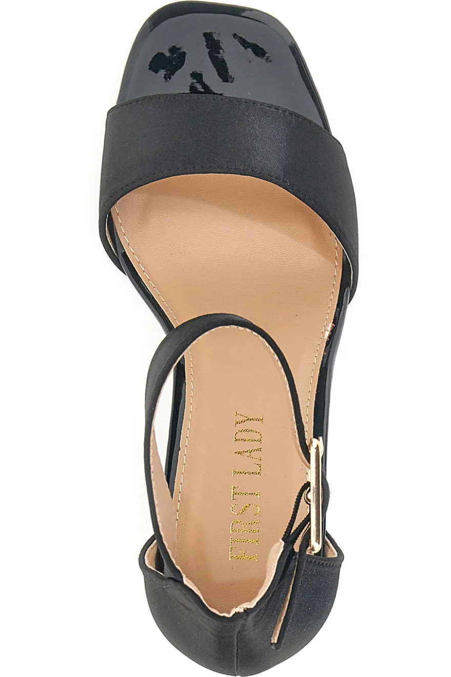 Sandali Neri con Tacco e Cinturino First Lady 407