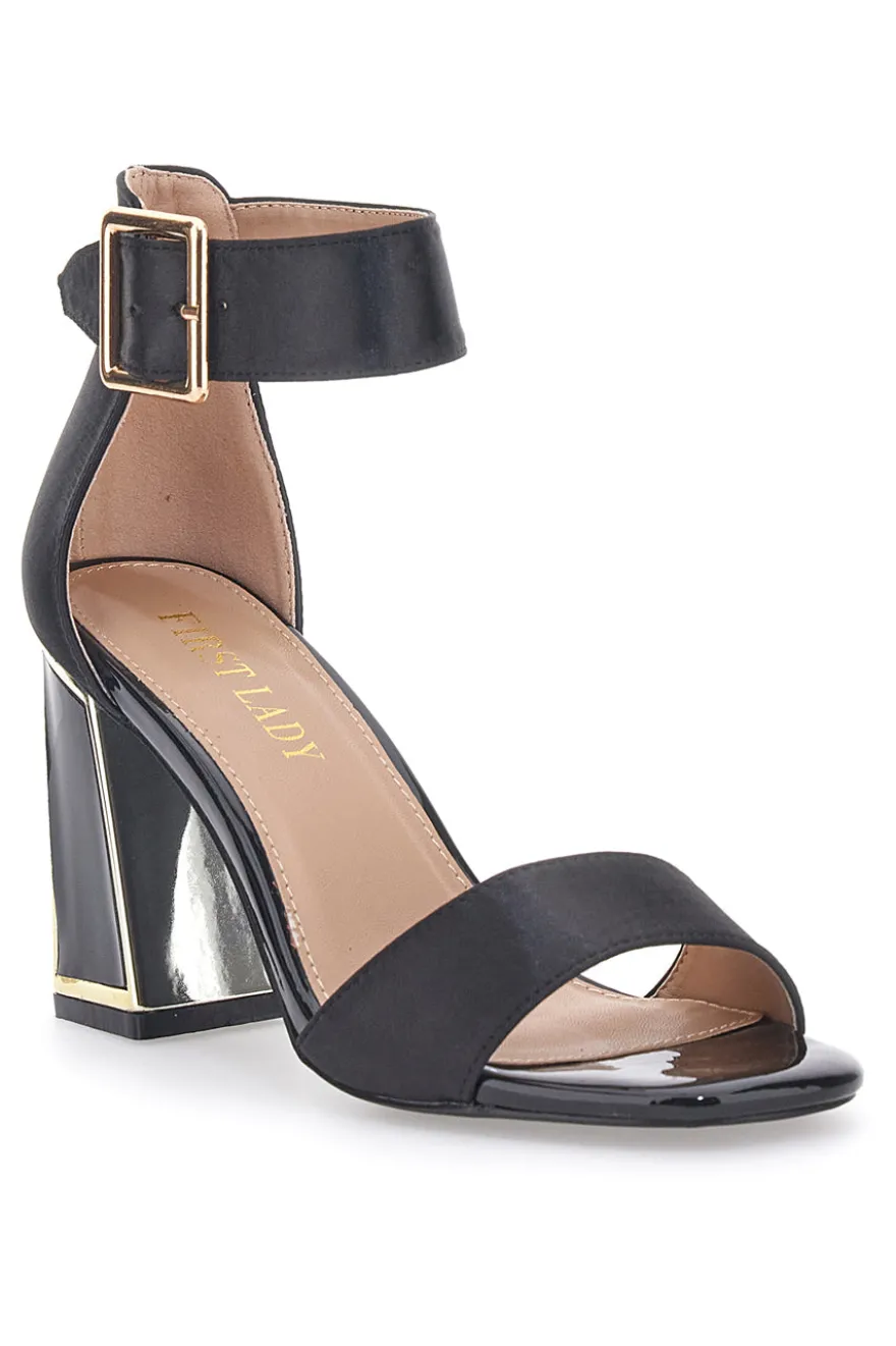 Sandali Neri con Tacco e Cinturino First Lady 407