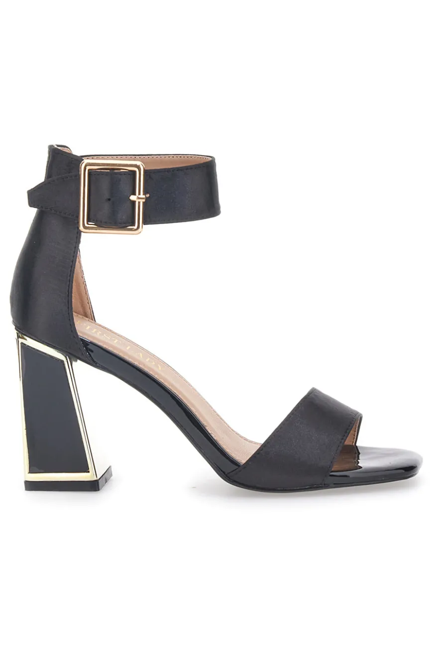Sandali Neri con Tacco e Cinturino First Lady 407