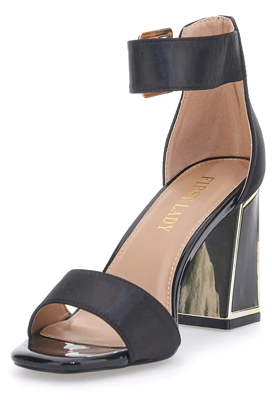 Sandali Neri con Tacco e Cinturino First Lady 407