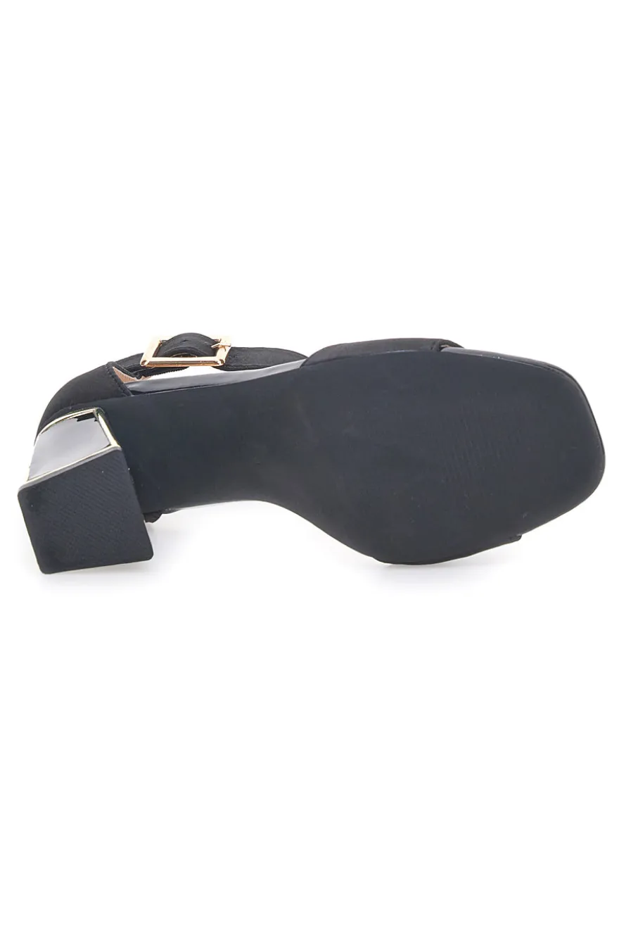 Sandali Neri con Tacco e Cinturino First Lady 407