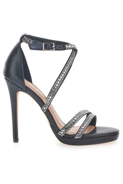 Sandali Neri con Tacco e Strass First Lady 459