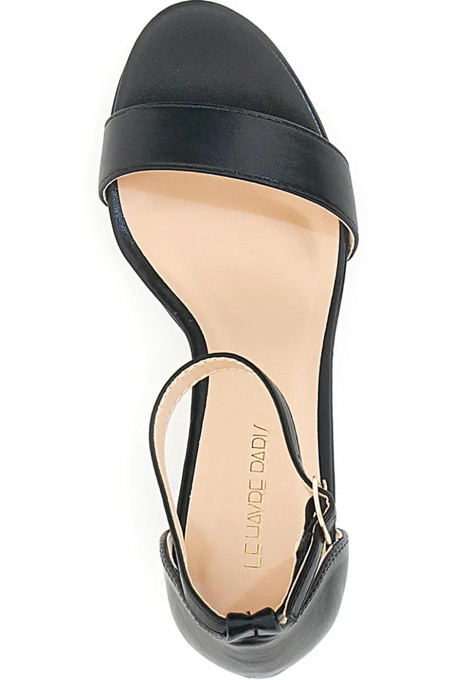 Sandali Neri con Tacco e Cinturino Le Havre Paris 33671