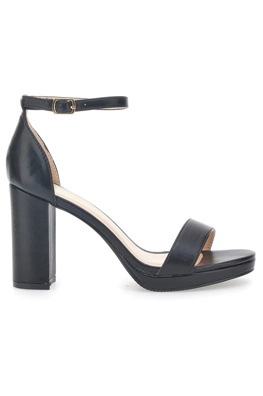 Sandali Neri con Tacco e Cinturino Le Havre Paris 33671