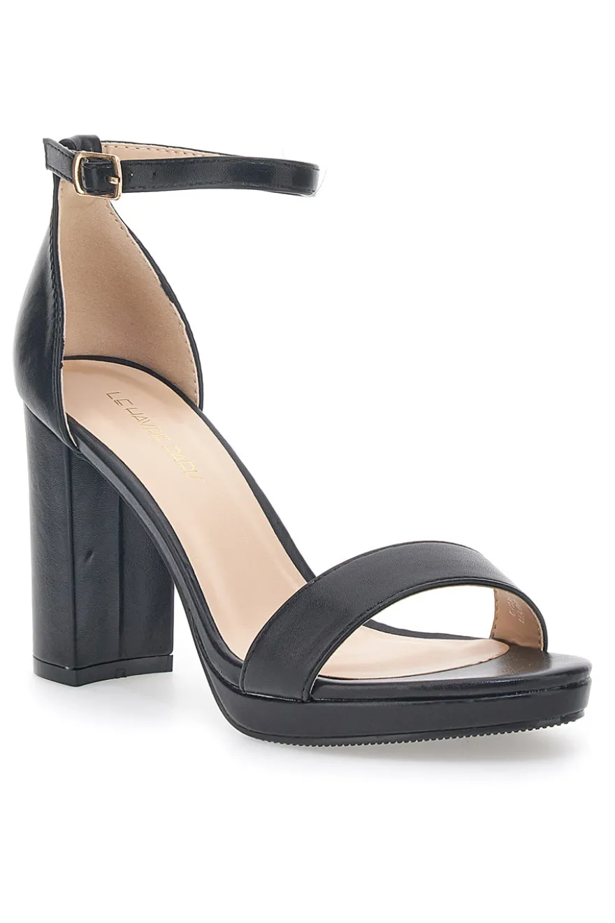 Sandali Neri con Tacco e Cinturino Le Havre Paris 33671