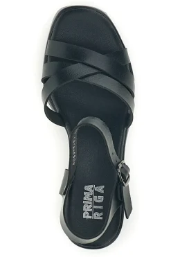 Sandali neri con tacco e plateau Prima Riga AD897701