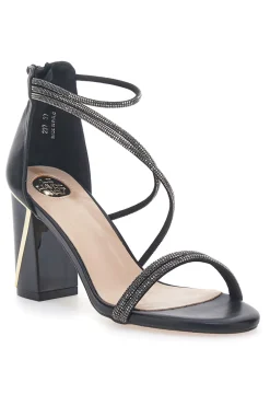 Sandali neri con tacco e strass LE HAVRE PARIS 237