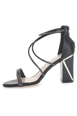 Sandali neri con tacco e strass LE HAVRE PARIS 237