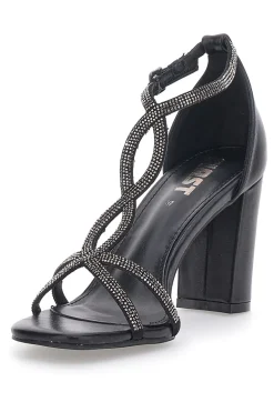 Sandali Neri Con Tacco e Strass The First 257