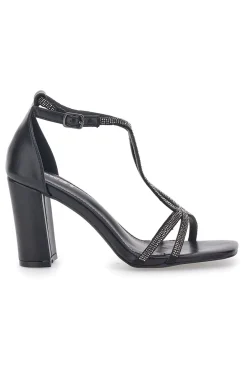 Sandali Neri Con Tacco e Strass The First 257