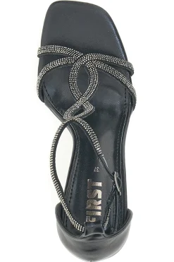 Sandali Neri Con Tacco e Strass The First 257