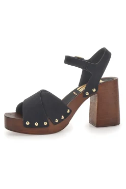 Sandali neri con tacco largo e borchiette Pittarello Love 9086