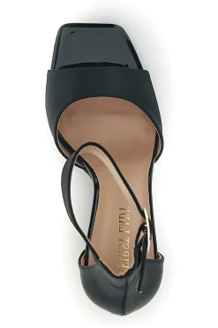 Sandali neri con tacco largo e cinturino First lady P698