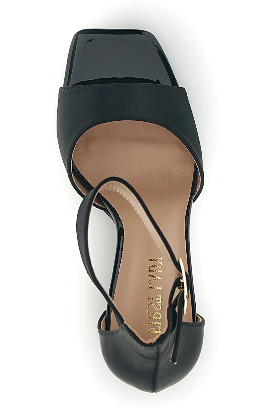 Sandali neri con tacco largo e cinturino First lady P698