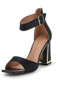 Sandali neri con tacco largo e cinturino First lady P698