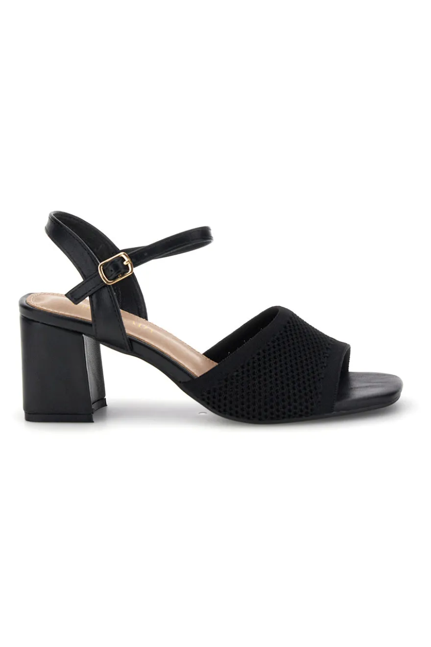 Sandali neri con tacco largo e cinturino First lady P694