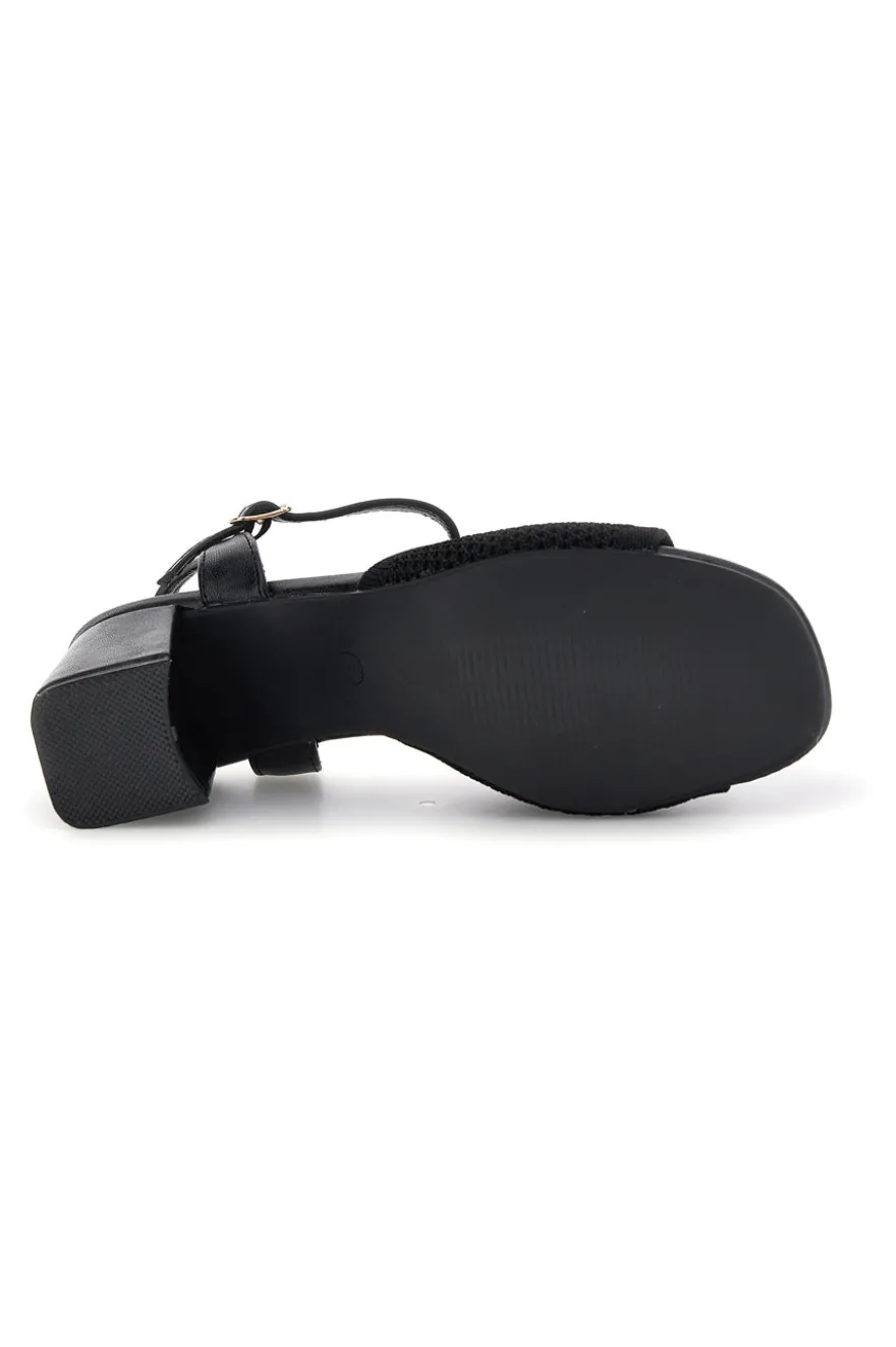 Sandali neri con tacco largo e cinturino First lady P694