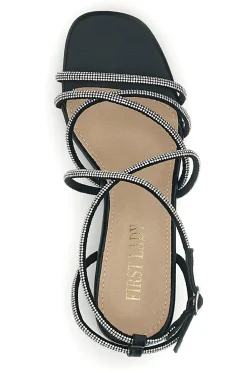 Sandali neri con tacco largo e listini First lady P708