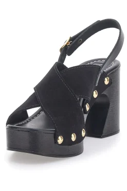 Sandali Neri con Tomaia in Pelle e Tacco a Coda PITTARELLO LOVE 5850
