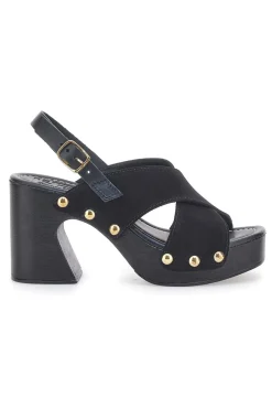 Sandali Neri con Tomaia in Pelle e Tacco a Coda PITTARELLO LOVE 5850