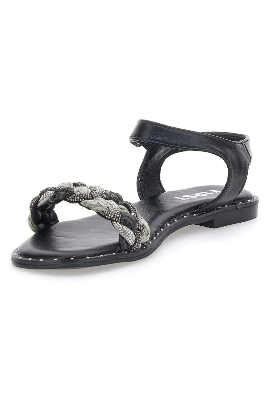 Sandali Neri con Treccia The First 92119