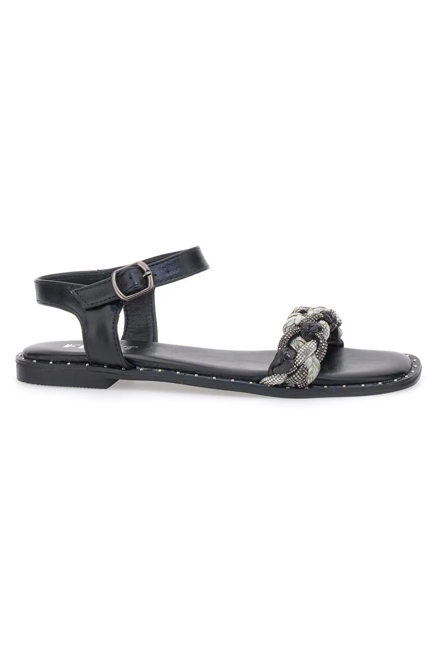 Sandali Neri con Treccia The First 92119