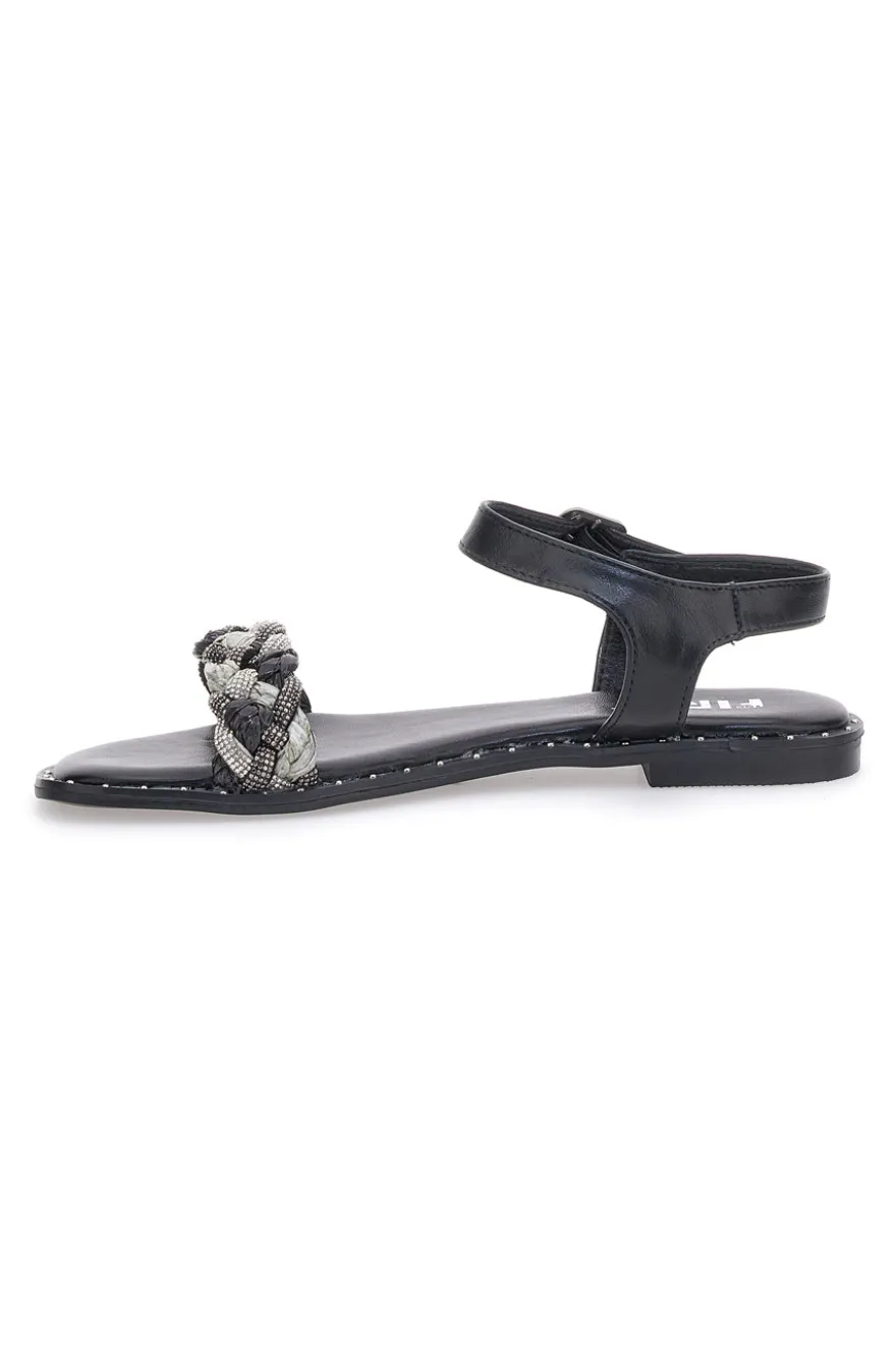 Sandali Neri con Treccia The First 92119