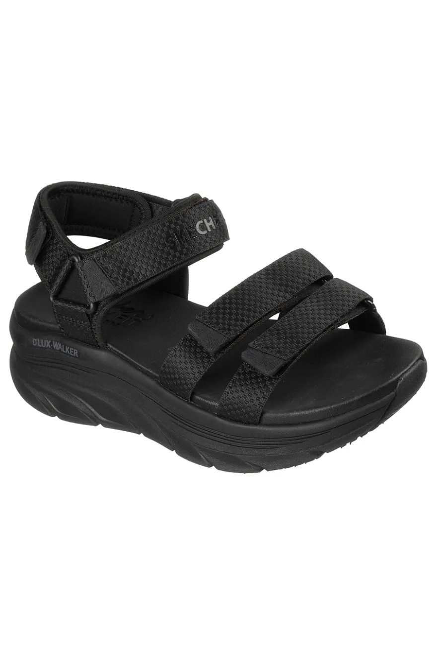 Sandali neri con tripla fascia regolabile Skechers D'LUX WALKER SANDAL SEA-SCAPE