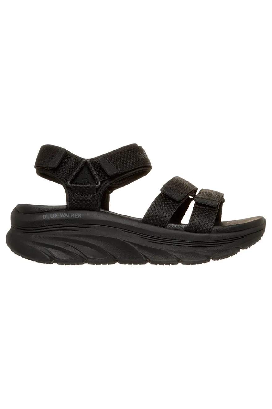 Sandali neri con tripla fascia regolabile Skechers D'LUX WALKER SANDAL SEA-SCAPE