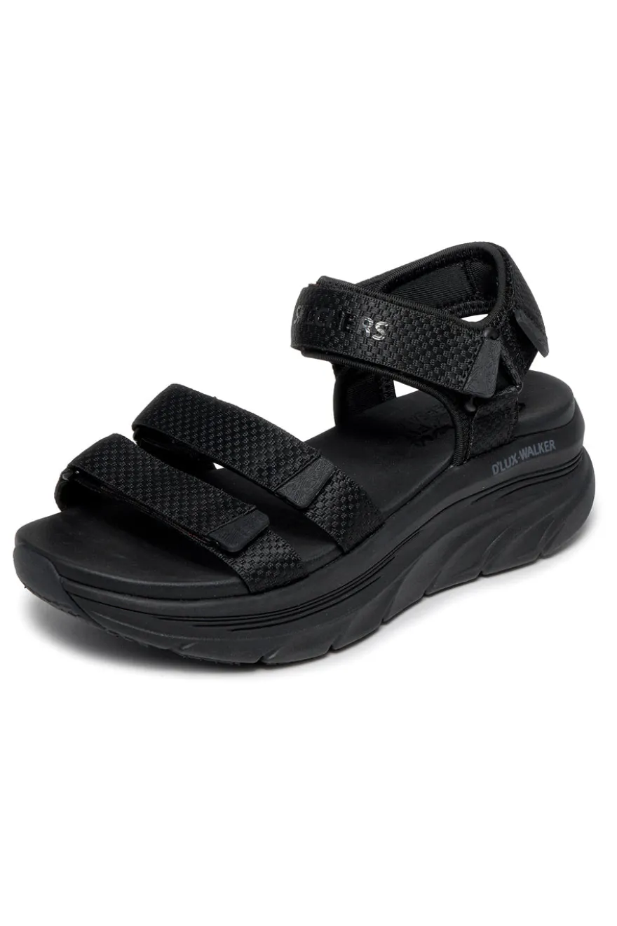 Sandali neri con tripla fascia regolabile Skechers D'LUX WALKER SANDAL SEA-SCAPE