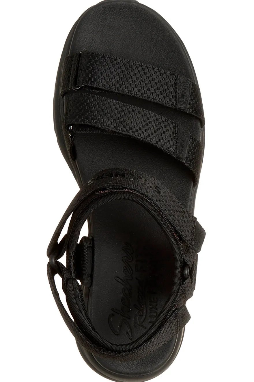 Sandali neri con tripla fascia regolabile Skechers D'LUX WALKER SANDAL SEA-SCAPE