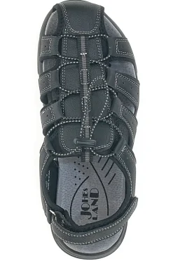 Sandali neri con velcro ed elastico johes land 2208