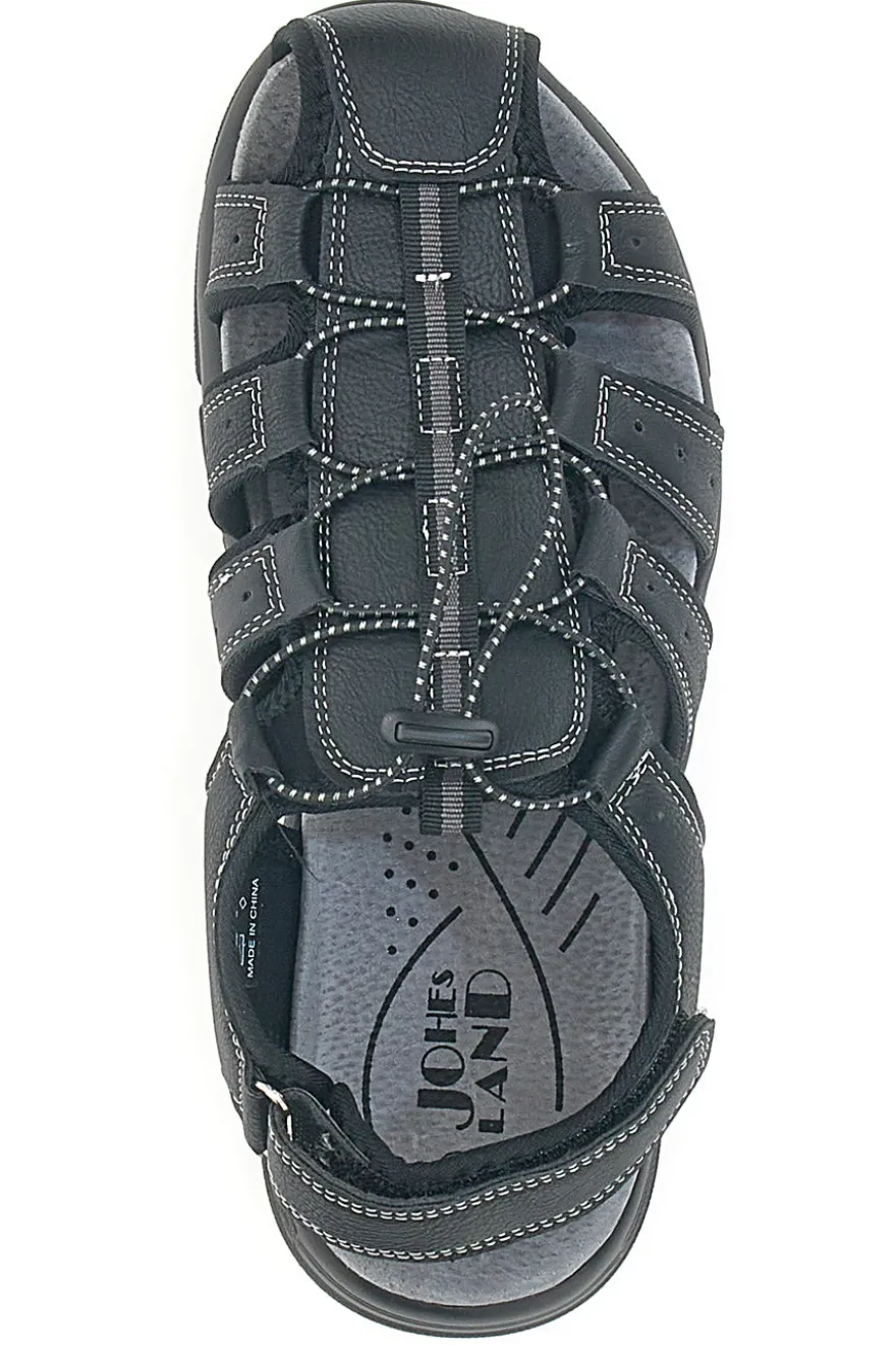 Sandali neri con velcro ed elastico johes land 2208