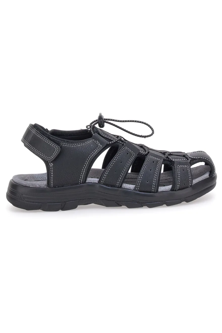 Sandali neri con velcro ed elastico johes land 2208