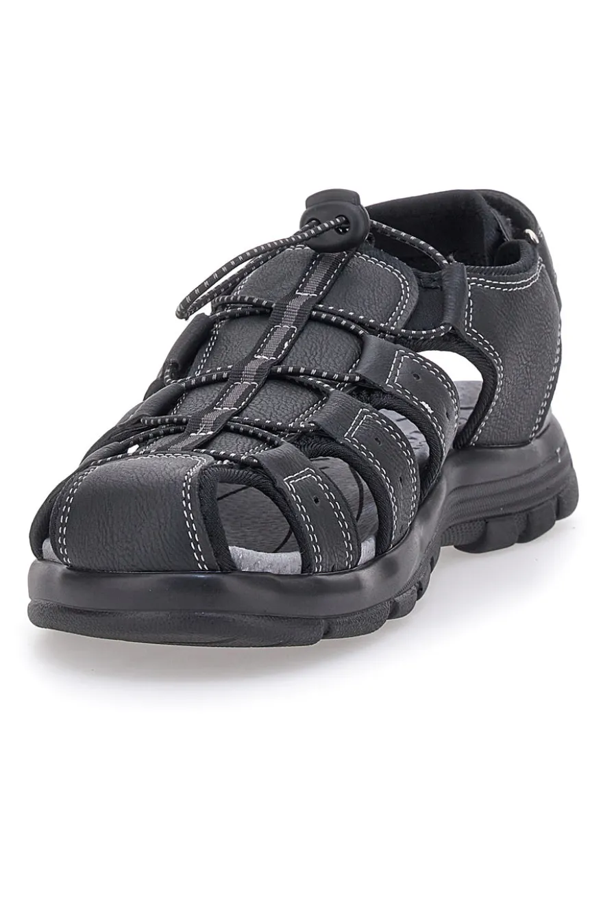 Sandali neri con velcro ed elastico johes land 2208