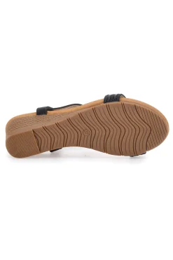 Sandali Neri Con Zeppa e Perline Prima Riga FT0893