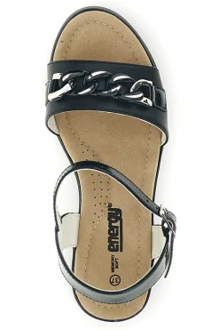 Sandali Neri con zeppa e catena decorativa Energy E486